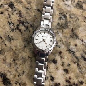 Silver fossil watch